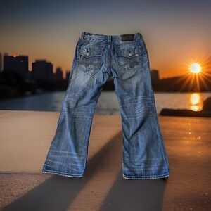 MEK USA Perth B2 Bootcut Jeans Mens Buckle Denim 36x32 Y2K Skater Western